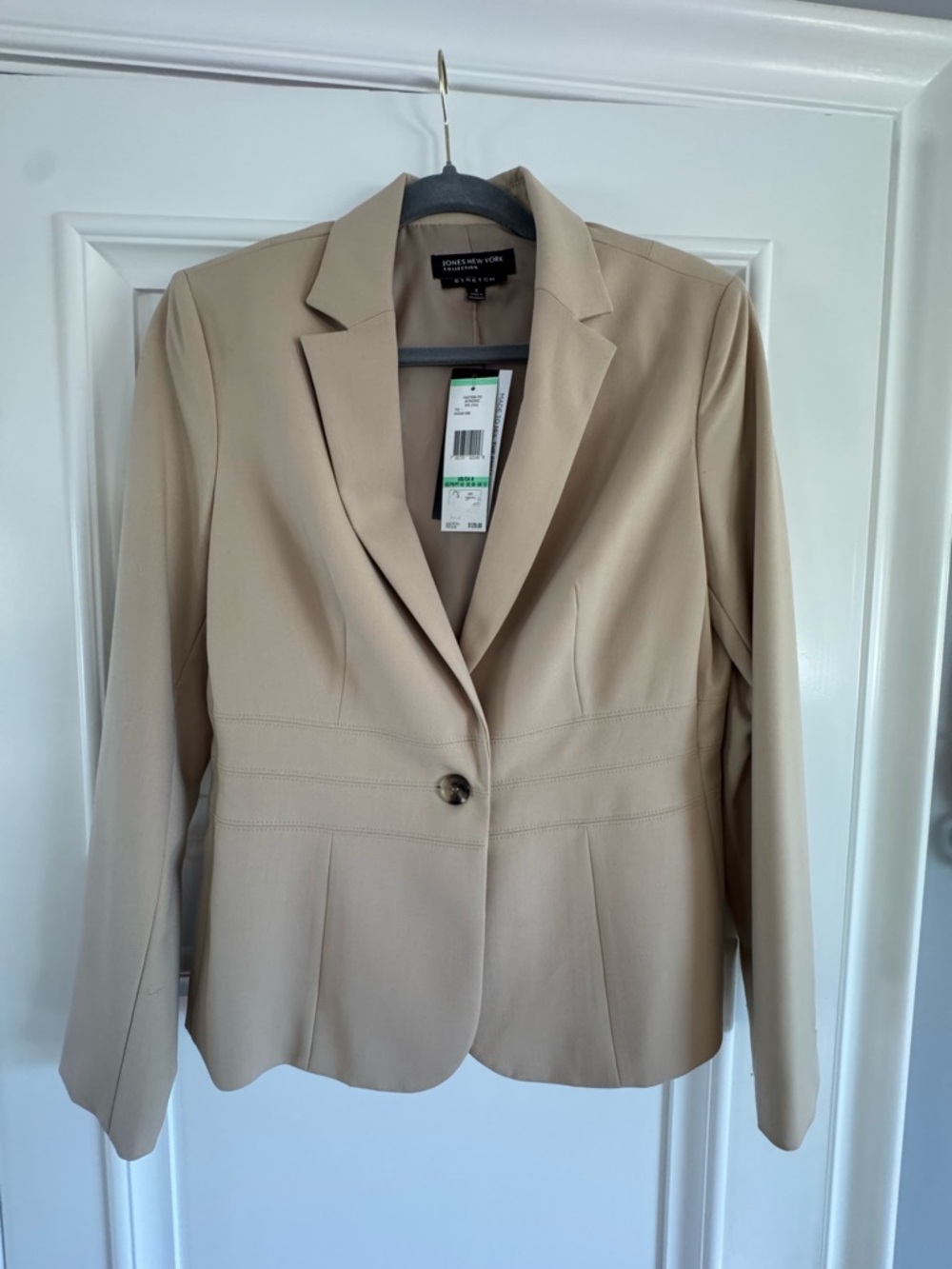 New with Tag Jones New York Women's Beige Single-Button Notched Blazer Size 8